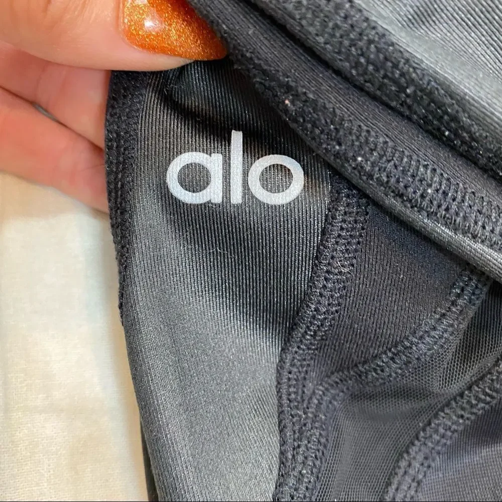 Alo Brand Black Mixed Media High Waisted‎ Yoga Leggings Size Small